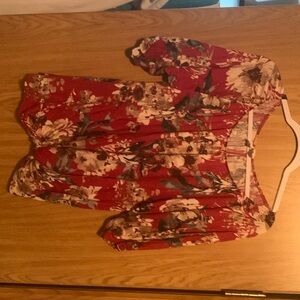 Red floral on or off the shoulder shirt